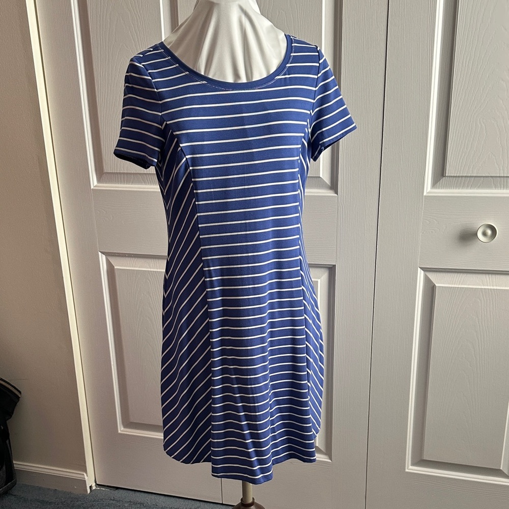 NWT  - White House Black Market Navy and White Striped Mini Dress